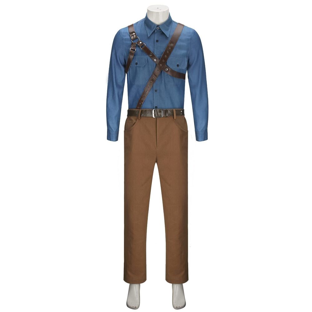 4511 Ash Costumes Shirt Pants Belt Sets ’s PU Leather Body Chest Harness